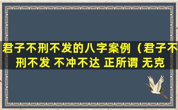 君子不刑不发的八字案例（君子不刑不发 不冲不达 正所谓 无克不起运）